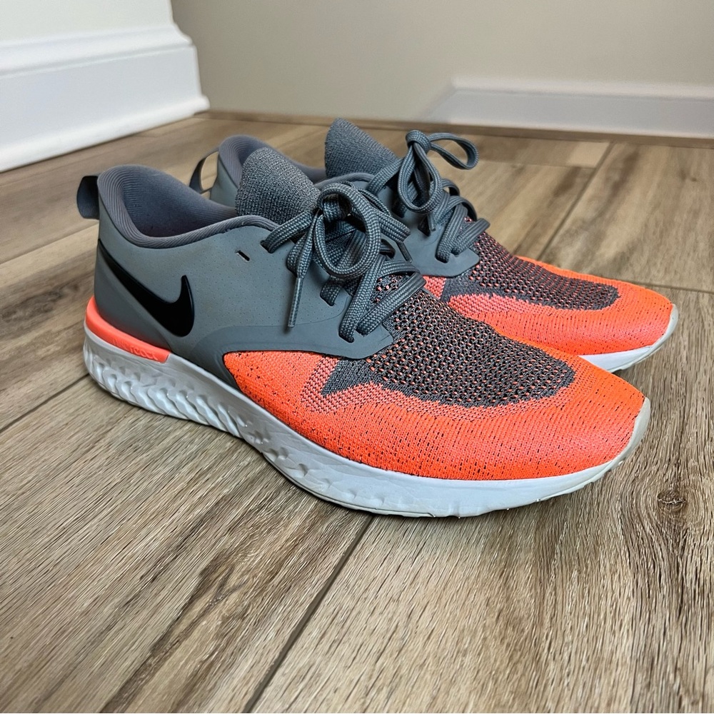 Nike Womens Odyssey React 2 Flyknit Gray Orange